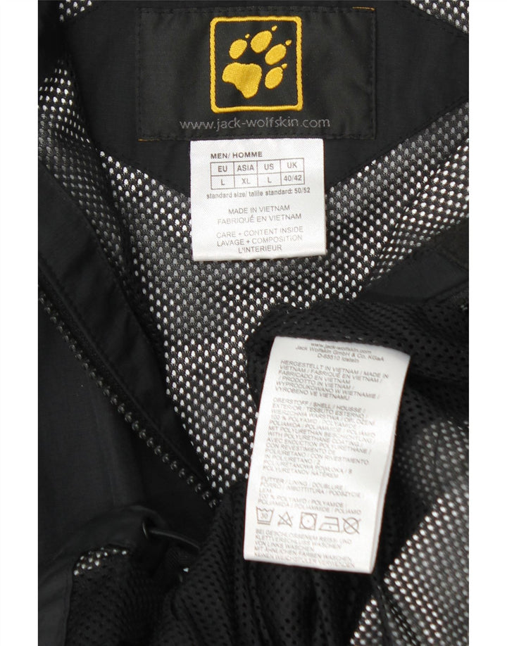 JACK WOLFSKIN Mens Hooded Rain Jacket UK 40/42 Large Black Polyamide