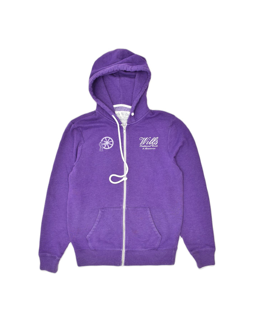 JACK WILLS Womens Graphic Zip Hoodie Sweater UK 14 Medium Purple Cotton | Vintage | Thrift | Second-Hand | Used Clothing | Messina Hembry 