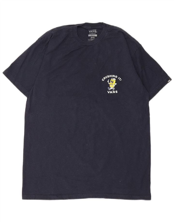 Vans Mens Classic Fit Graphic T-Shirt Top Medium Navy Blue Cotton