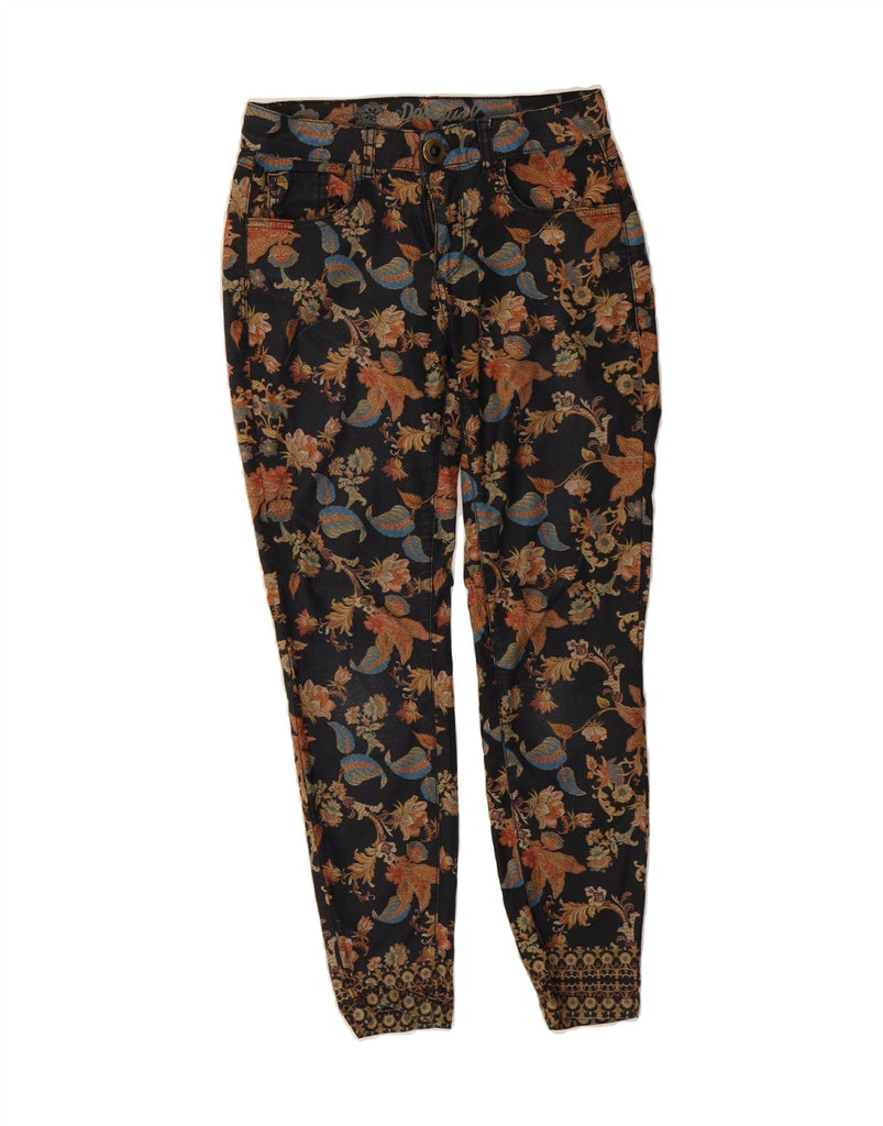 DESIGUAL Womens Slim Jeans EU 36 Small W26 L26 Navy Blue Floral Vintage Desigual and Second-Hand Desigual from Messina Hembry 