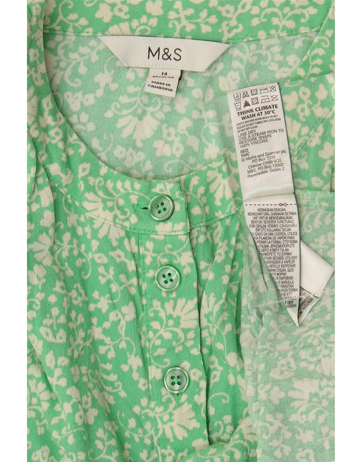 Marks & Spencer Womens Maxi Dress UK 14 Medium Green Floral Viscose