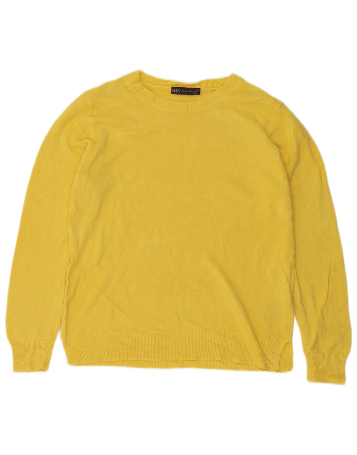 Marks & Spencer Womens Boat Neck Jumper Sweater UK 14 Medium Yellow