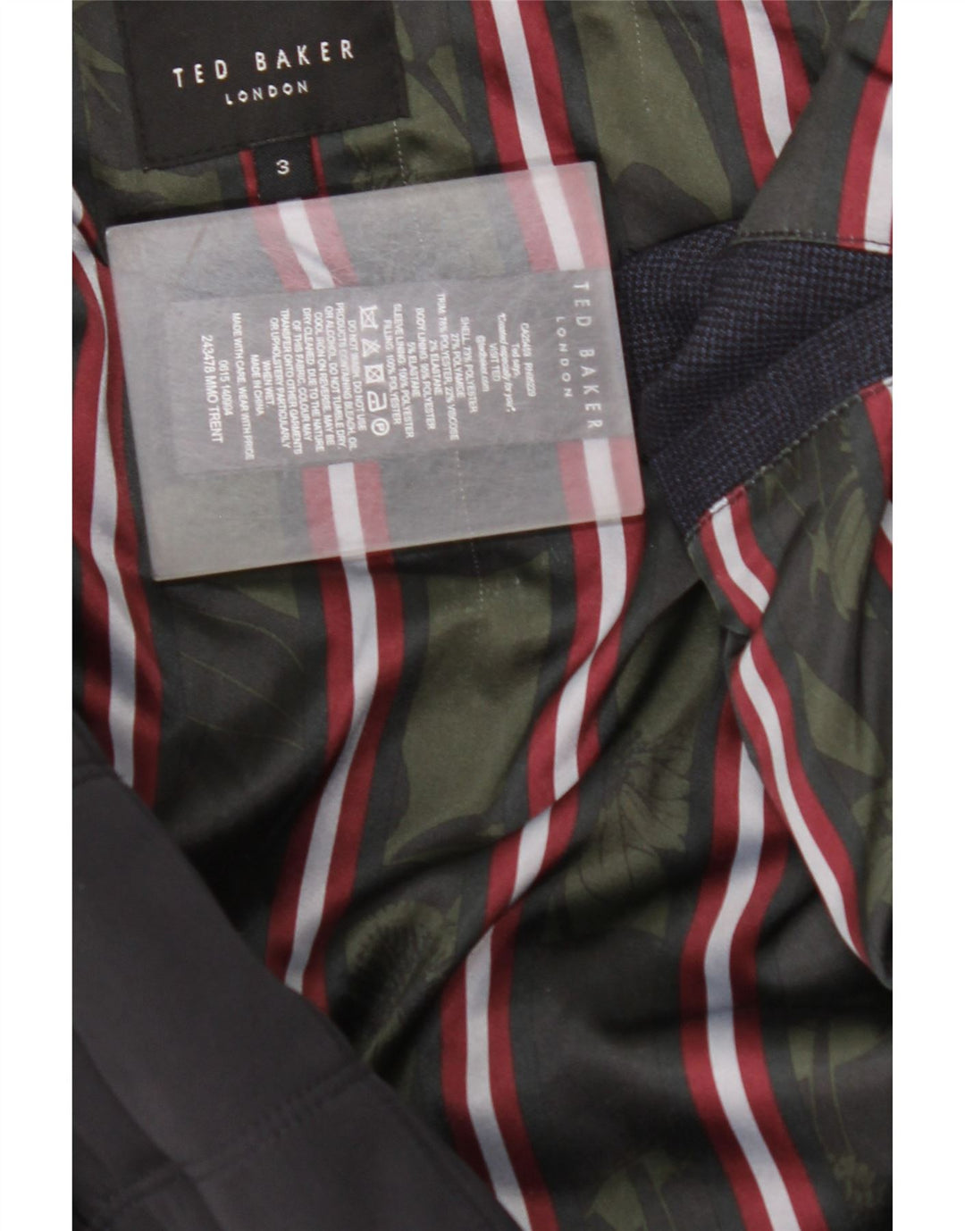 TED BAKER Mens Padded Jacket Size 3 Medium Navy Blue Polyester