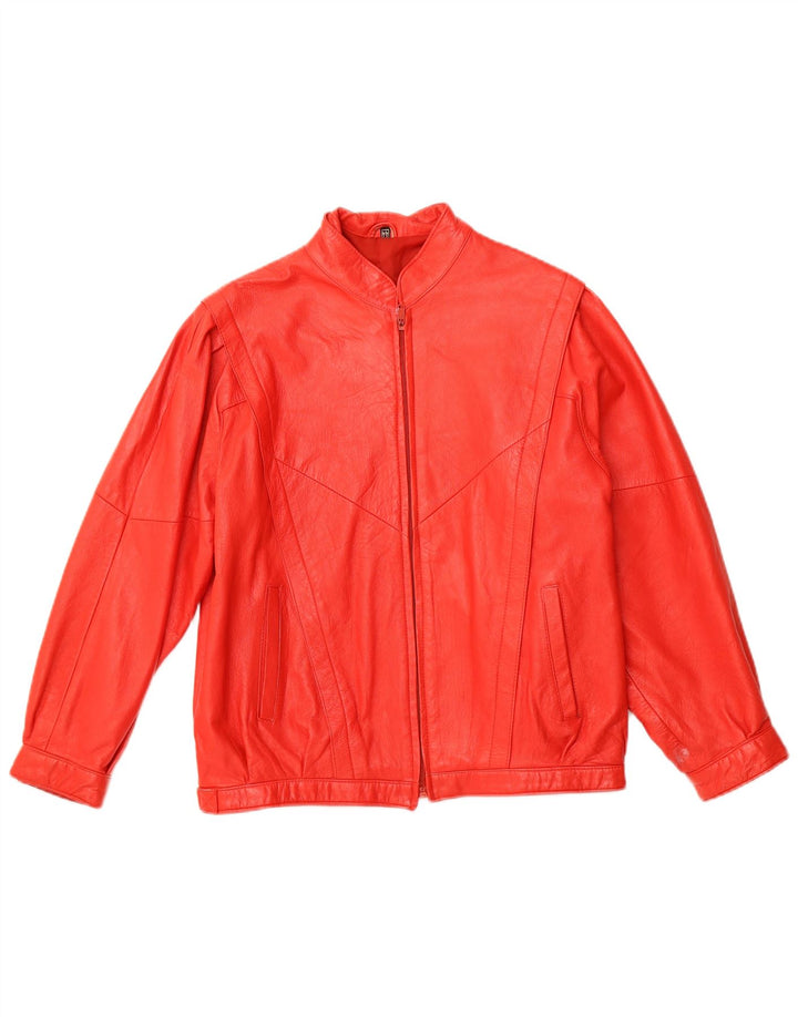 VINTAGE Womens Leather Jacket IT 44 Medium Red Leather
