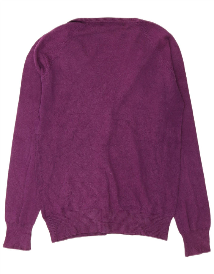 Zara Womens Cardigan Sweater UK 14 Medium Purple Cotton