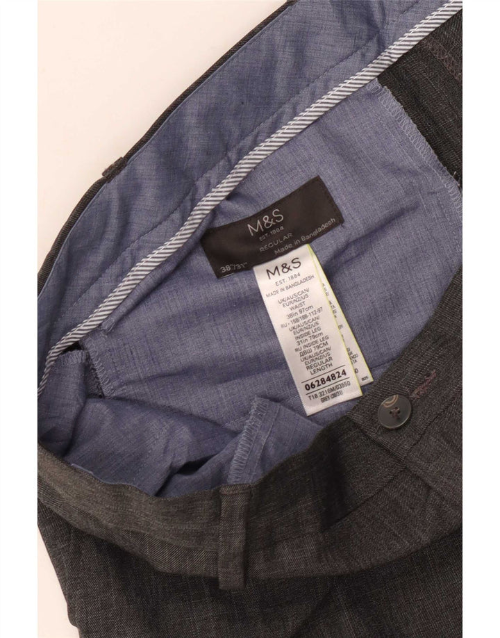 Marks & Spencer Mens Straight Regular Suit Trousers W38 L31 Grey Polyester