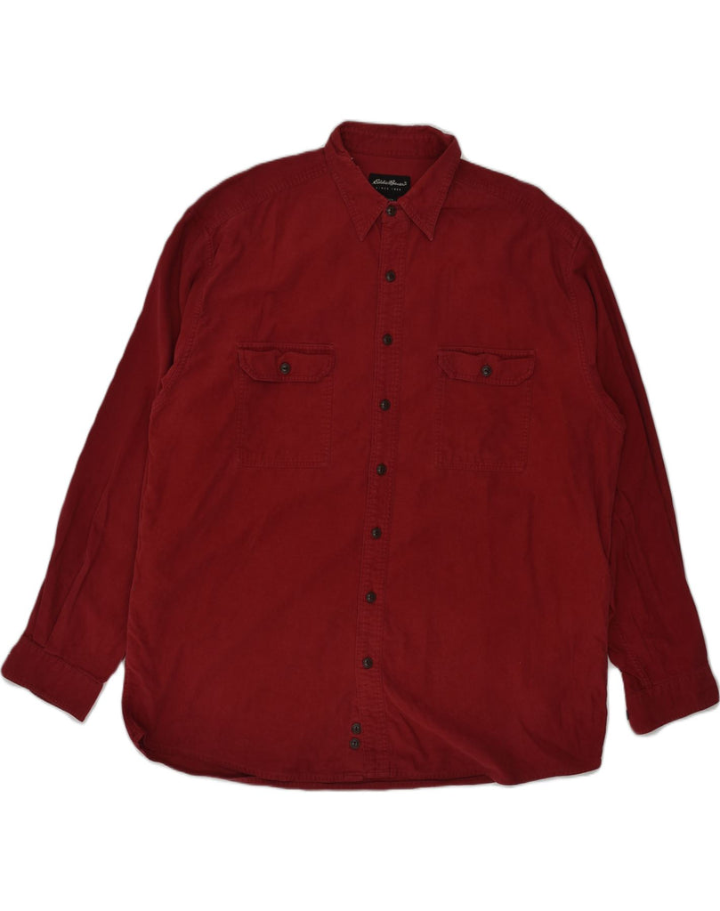 EDDIE BAUER Mens Tall Shirt XL Burgundy Cotton | Vintage Eddie Bauer | Thrift | Second-Hand Eddie Bauer | Used Clothing | Messina Hembry 