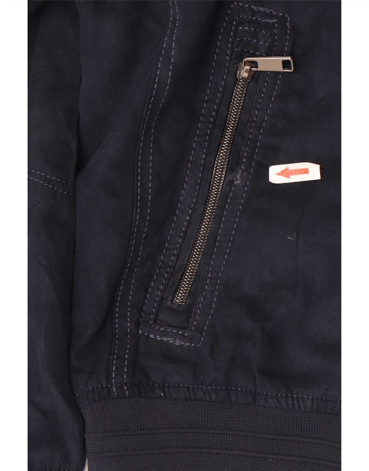 Zara Mens Bomber Jacket UK 36 Small Navy Blue Polyester