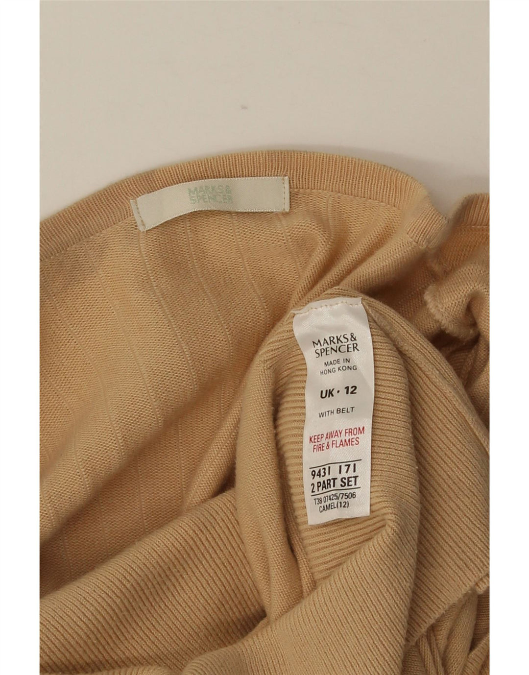 MARKS & SPENCER Womens Crop Cardigan Sweater UK 12 Medium Beige Cotton