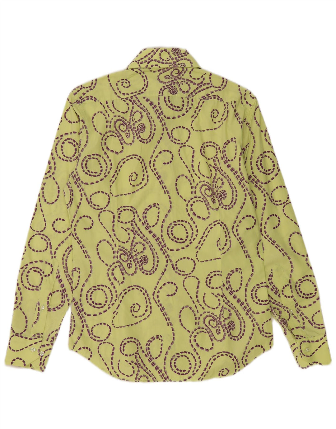 Vintage Mens Abstract Pattern Slim Fit Shirt Size 39 15 1/2 Medium Yellow