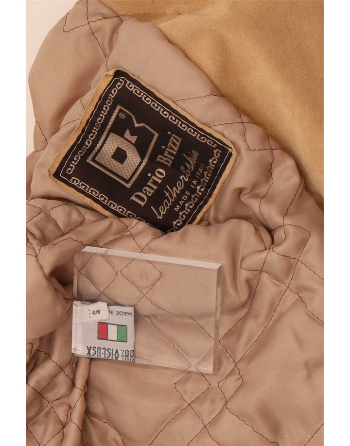 Dario Brizzi Womens Double Breasted Suede Jacket UK 10 Small Beige Leather