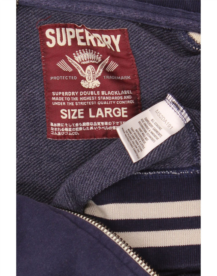 SUPERDRY Mens Graphic Tracksuit Top Jacket Large Navy Blue Colourblock