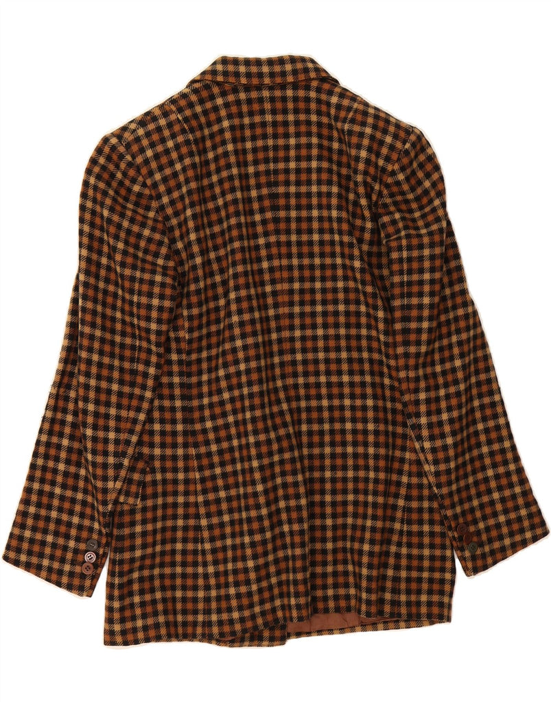 PANCALDI & B Womens Double Breasted Blazer Jacket UK 14 Medium Brown Check Vintage Pancaldi & B and Second-Hand Pancaldi & B from Messina Hembry 