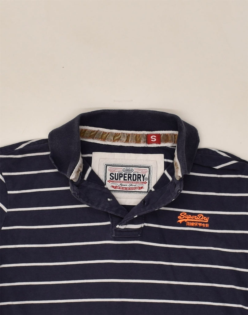 SUPERDRY Mens Polo Shirt Small Navy Blue Striped Cotton | Vintage Superdry | Thrift | Second-Hand Superdry | Used Clothing | Messina Hembry 