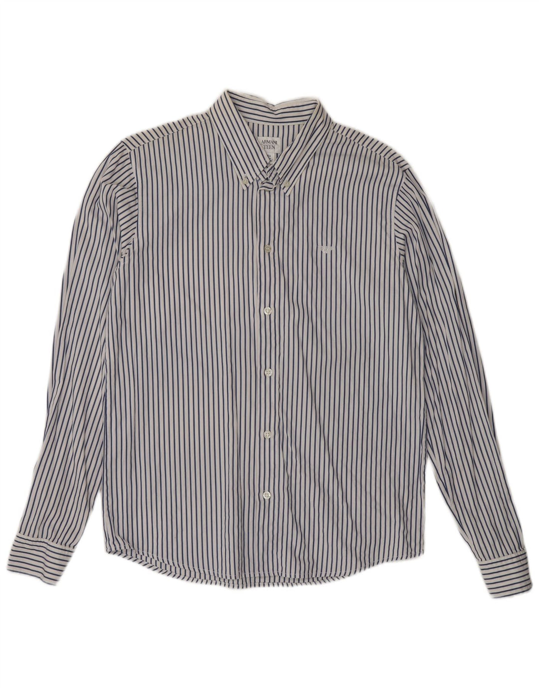 Armani Boys Shirt 15-16 Years White Striped Cotton