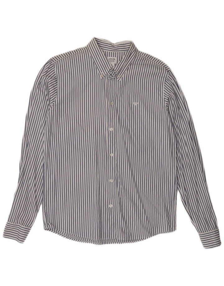 Armani Boys Shirt 15-16 Years White Striped Cotton