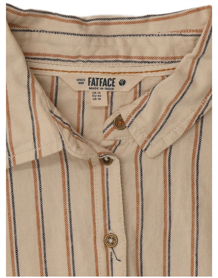 Fat Face Womens Short Sleeve UK 14 Large Beige Striped