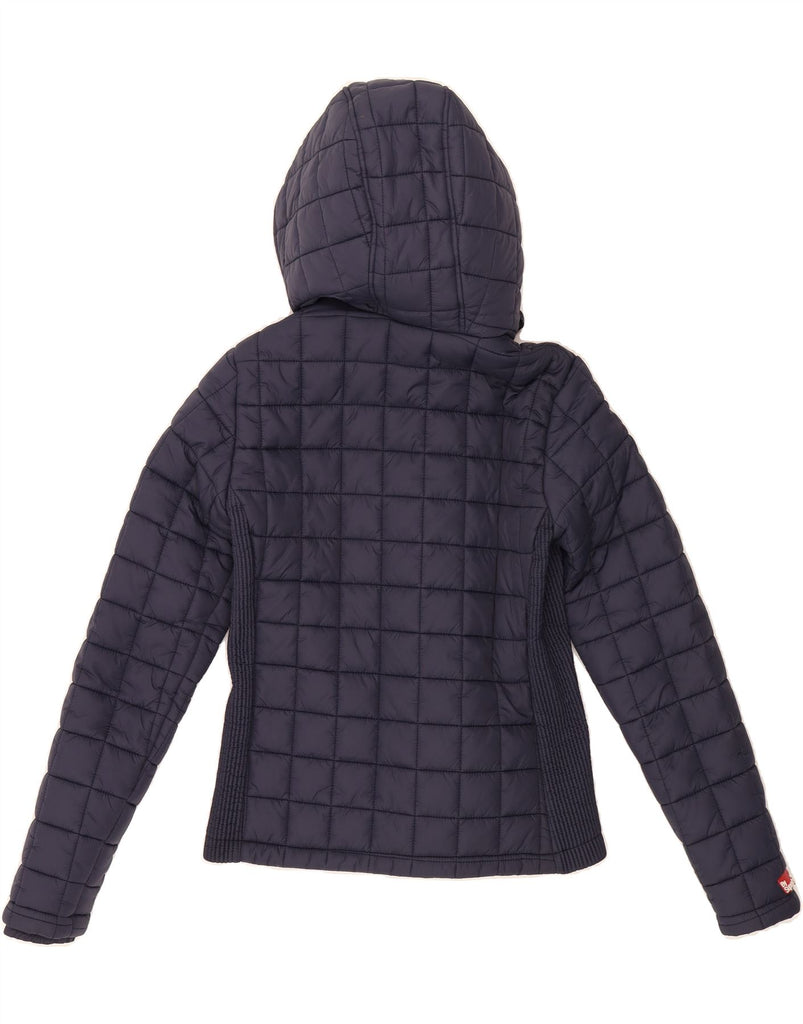 SUPERDRY Womens Hooded Padded Jacket UK 14 Medium Navy Blue Nylon Vintage Superdry and Second-Hand Superdry from Messina Hembry 