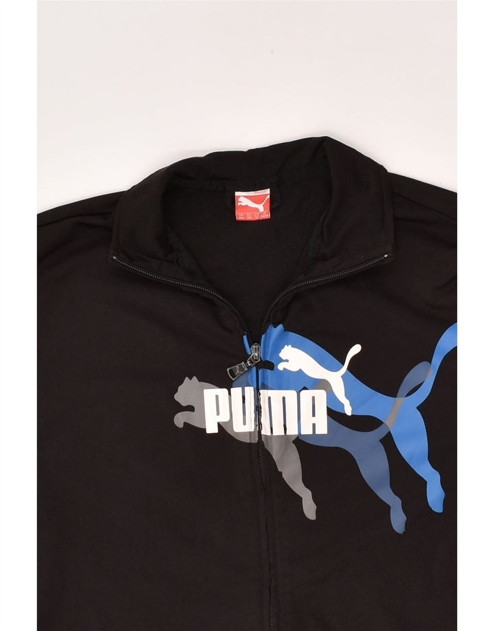 PUMA Girls Graphic Tracksuit Top Jacket 15-16 Years Black Polyester | Vintage Puma | Thrift | Second-Hand Puma | Used Clothing | Messina Hembry 
