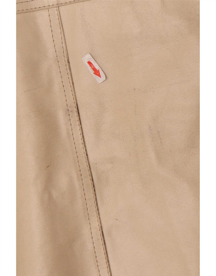 Pinko Womens Leather Jacket IT 42 Medium Beige