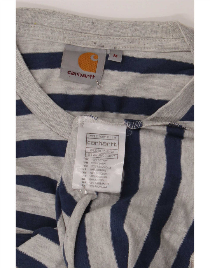 Carhartt Mens T-Shirt Top Medium Grey Striped Cotton