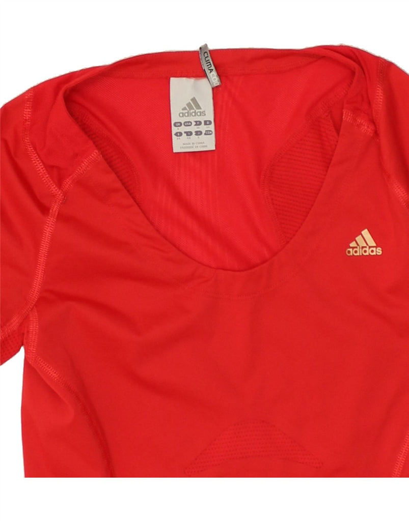 ADIDAS Womens T-Shirt Top UK 8 Small  Red Polyester | Vintage Adidas | Thrift | Second-Hand Adidas | Used Clothing | Messina Hembry 