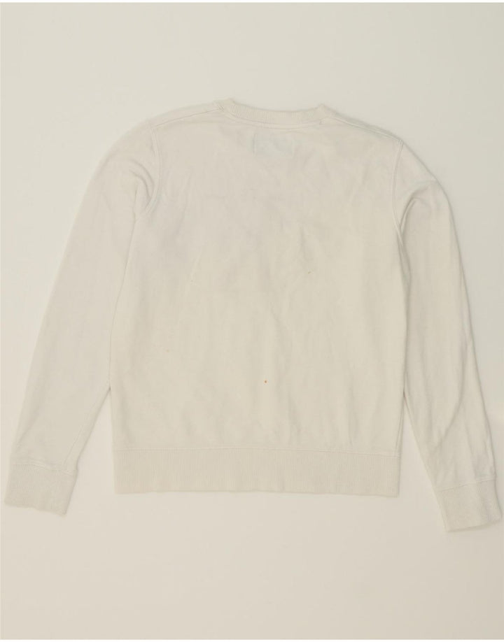 CALVIN KLEIN JEANS Womens Graphic Sweatshirt Jumper UK 14 Medium White Vintage Calvin Klein Jeans and Second-Hand Calvin Klein Jeans from Messina Hembry 