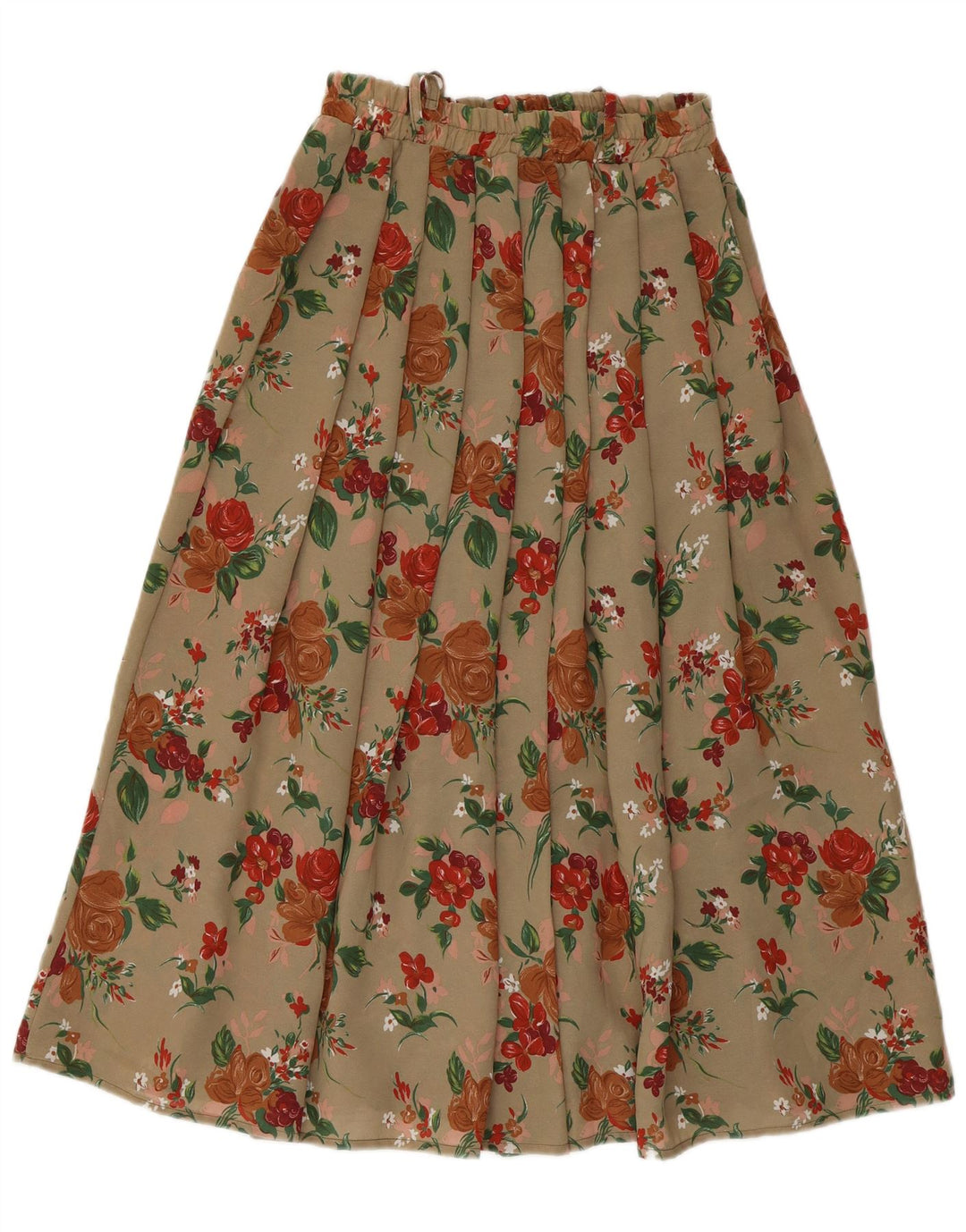VINTAGE Womens A-Line Skirt Medium W28  Beige Floral Polyester