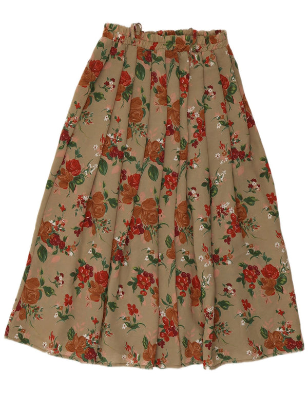 VINTAGE Womens A-Line Skirt Medium W28  Beige Floral Polyester