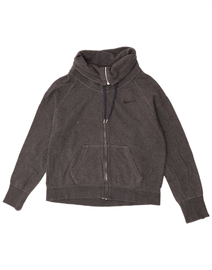 Nike Womens Tracksuit Top Jacket UK 16 Large Grey Cotton