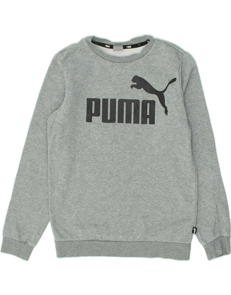 PUMA Boys Graphic Sweatshirt Jumper 13-14 Years Grey Cotton | Vintage Puma | Thrift | Second-Hand Puma | Used Clothing | Messina Hembry 