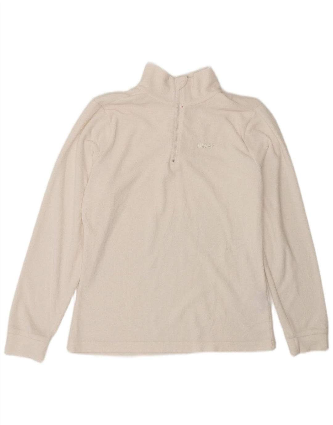Brugi Womens Zip Neck Fleece Jumper UK 14 Medium White Polyester