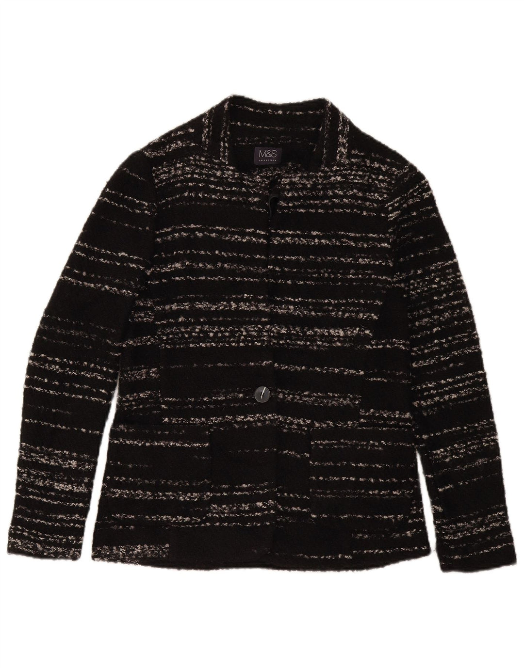 Marks & Spencer Womens Cardigan Sweater UK 8 Small  Black Striped Acrylic