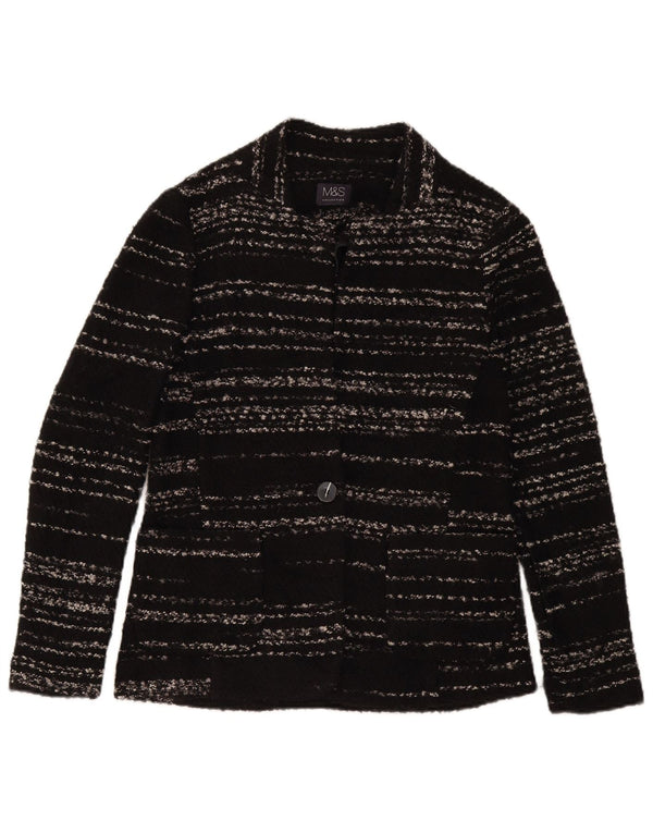 Marks & Spencer Womens Cardigan Sweater UK 8 Small  Black Striped Acrylic