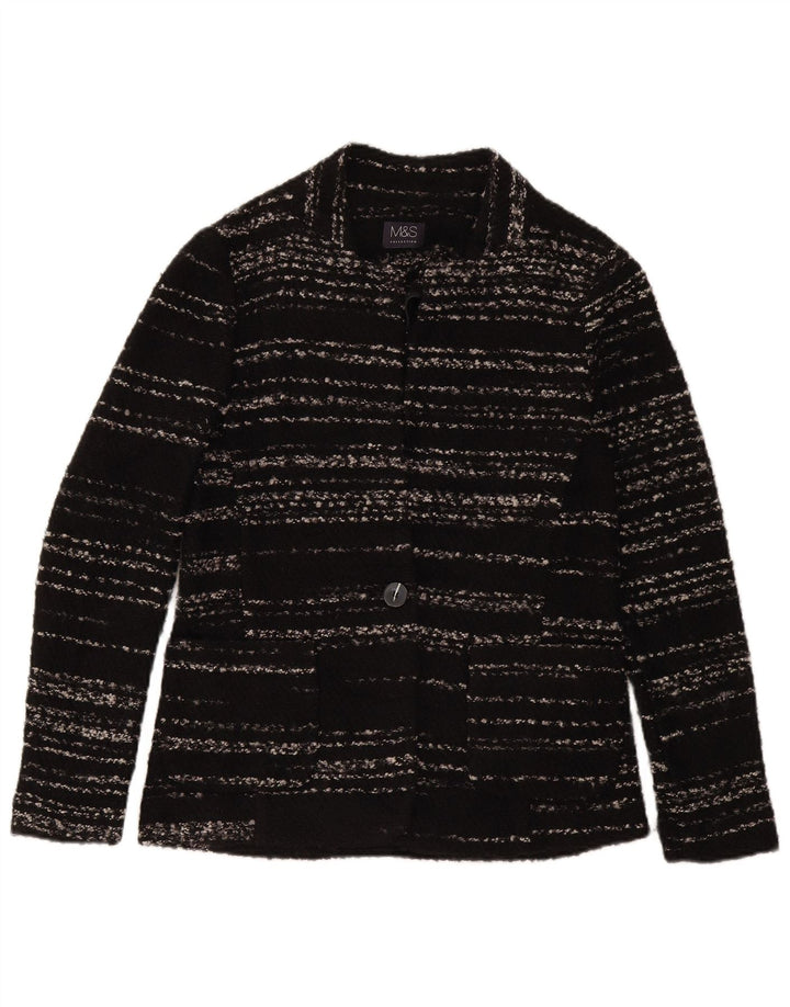 Marks & Spencer Womens Cardigan Sweater UK 8 Small  Black Striped Acrylic