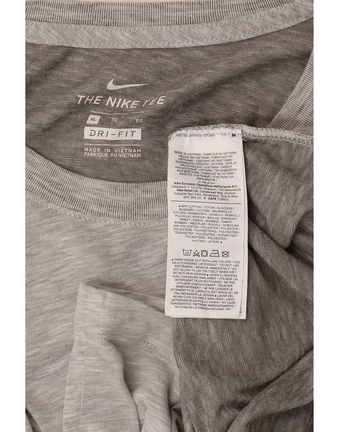 Nike Mens Dri Fit Graphic T-Shirt Top XL Grey Cotton