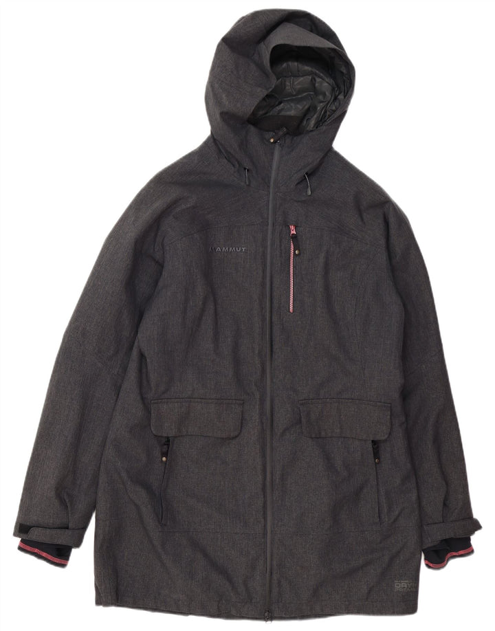 MAMMUT Womens Hooded Windbreaker Coat UK 16 Large Grey Polyester