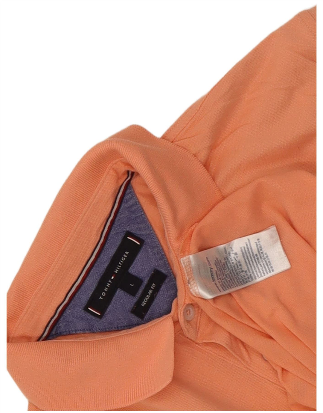 Tommy Hilfiger Mens Regular Fit Polo Shirt Large Orange Cotton