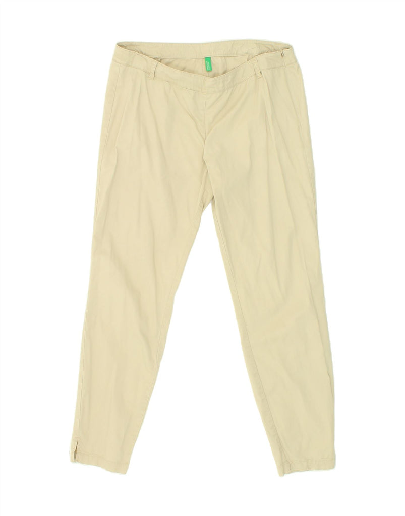 BENETTON Womens Slim Casual Trousers UK 12 Medium W32 L26 Beige Cotton | Vintage Benetton | Thrift | Second-Hand Benetton | Used Clothing | Messina Hembry 