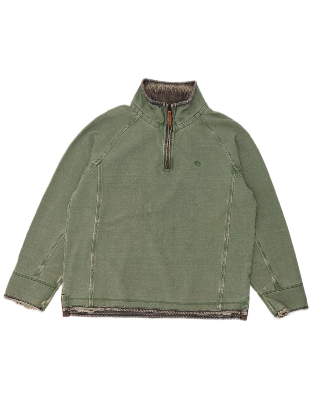 Fat Face Mens Zip Neck Sweatshirt Jumper Medium Green Cotton