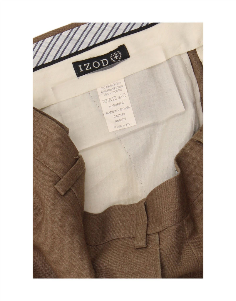 IZOD Mens Straight Suit Trousers W38 L32 Beige Polyester Vintage Izod and Second-Hand Izod from Messina Hembry 