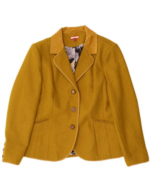 Joe Browns Womens 3 Button Blazer Jacket UK 16 Large Khaki Wool