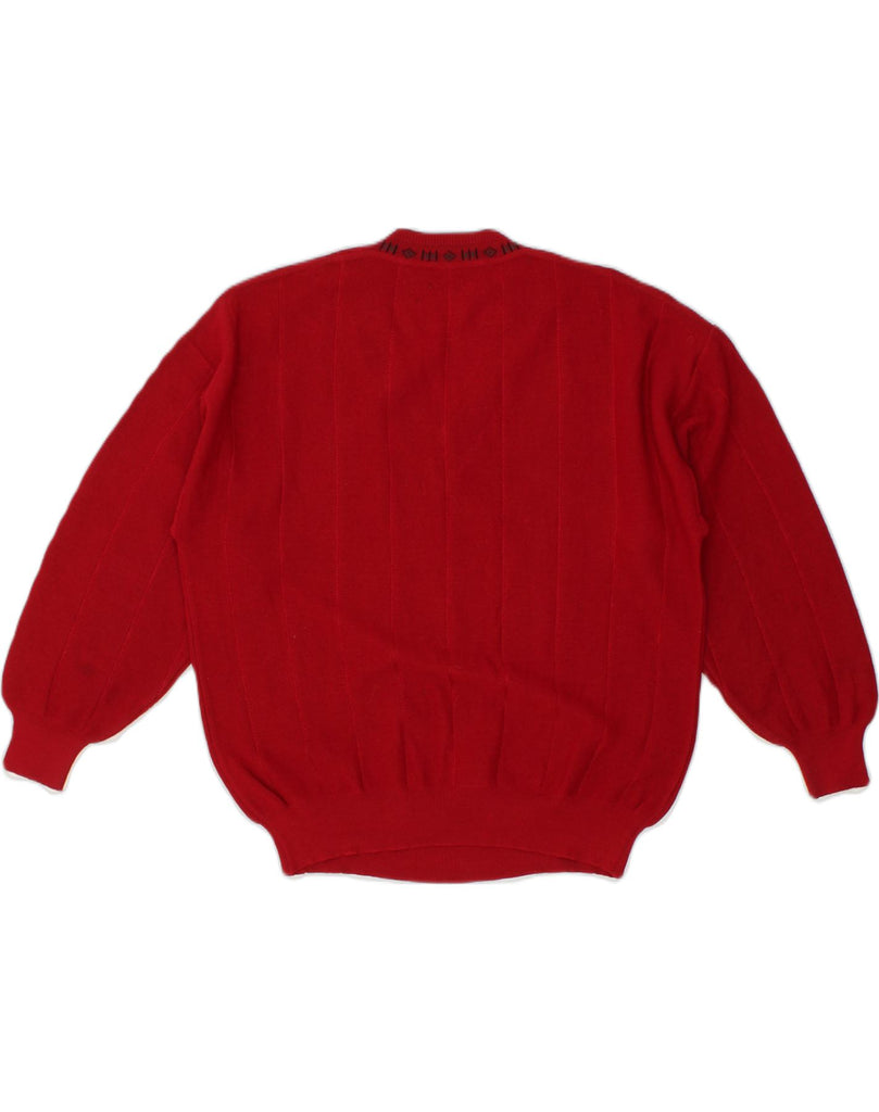 IL GRANCHIO Womens V-Neck Jumper Sweater UK 20 2XL Red Wool | Vintage Il Granchio | Thrift | Second-Hand Il Granchio | Used Clothing | Messina Hembry 