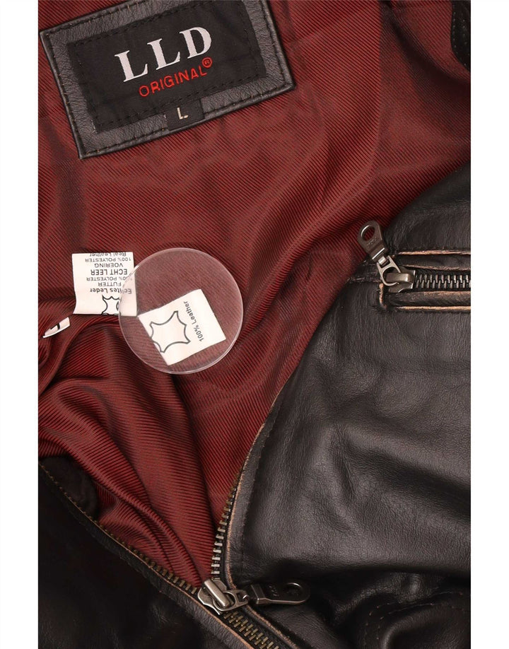 LLD Mens Leather Jacket UK 40 Large Black