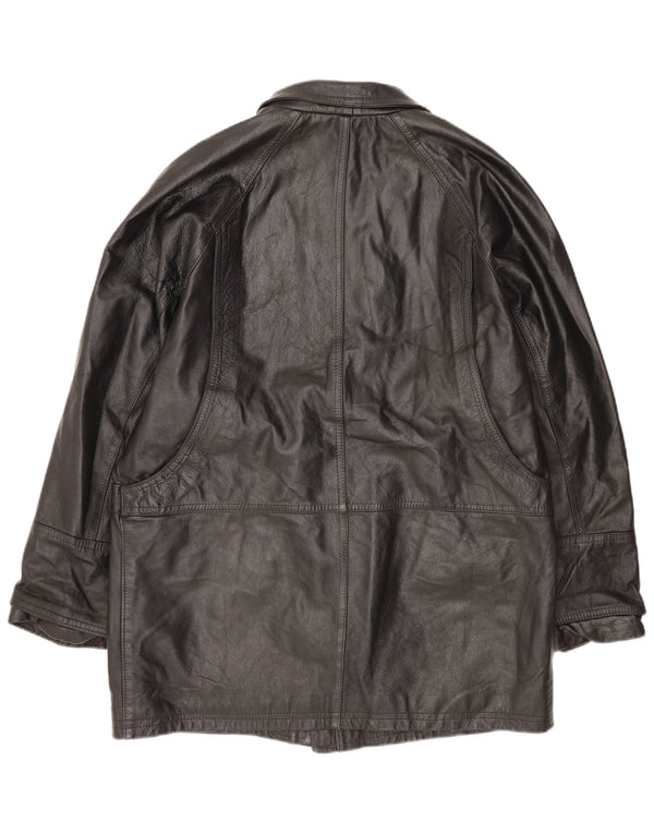 Vintage Mens Leather Coat UK 42 XL Black Leather