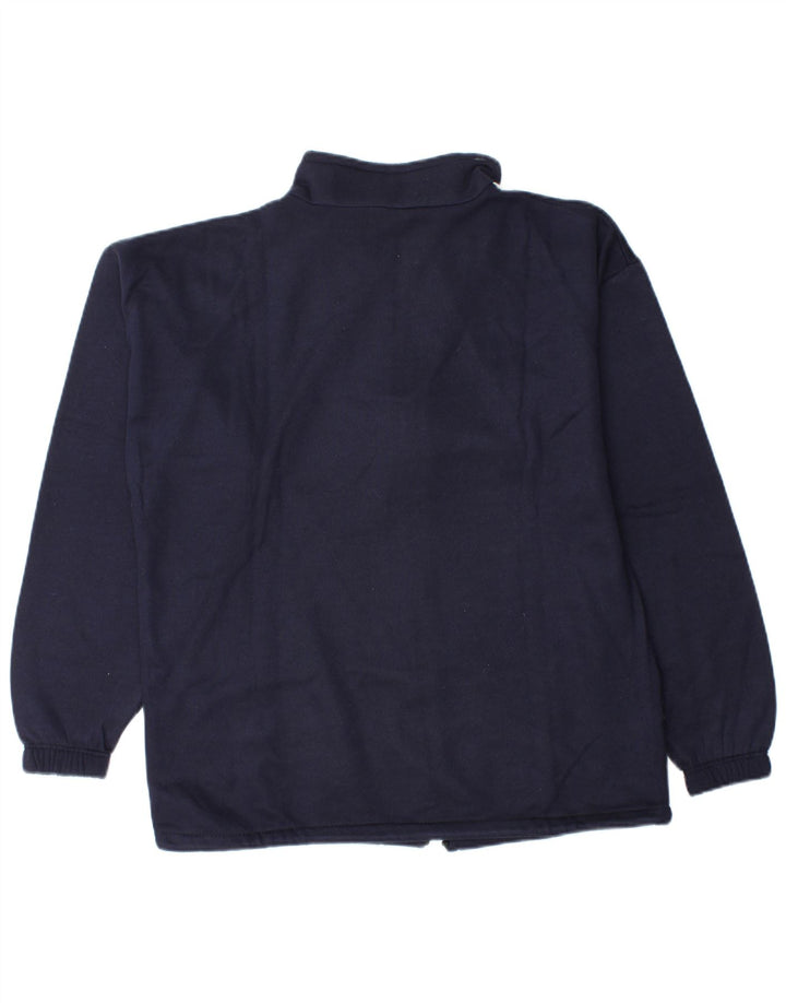 Vintage Mens Tracksuit Top Jacket Medium Navy Blue Colourblock Cotton