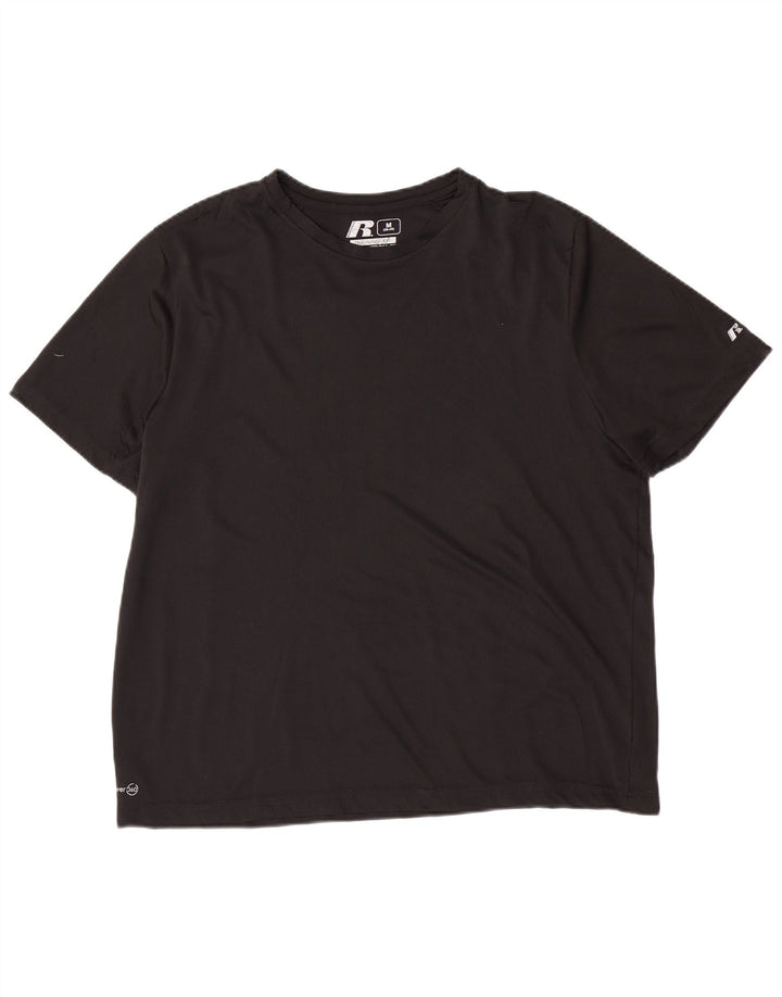 Russell Athletic Mens Dri-Power T-Shirt Top UK 38/40 Medium Black Polyester