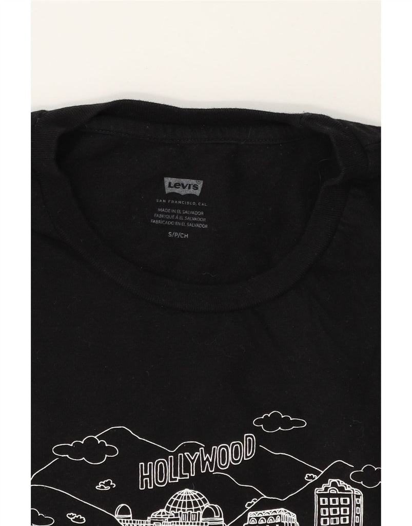 LEVI'S Womens Graphic T-Shirt Top UK 10 Small Black Cotton Vintage Levi's and Second-Hand Levi's from Messina Hembry 