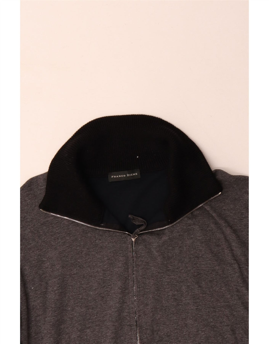 FRANCO ZICHE Mens Zip Neck Sweatshirt Jumper Large Grey Colourblock