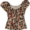 Liu Jo Womens Blouse Top UK 12 Medium Beige Animal Print